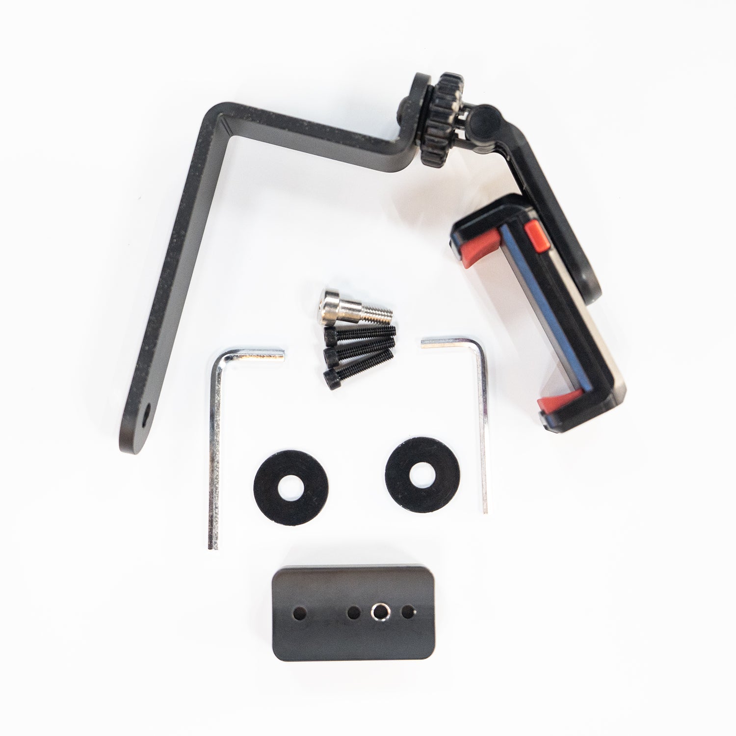 Adjustable phone mount for wheelchair armrest