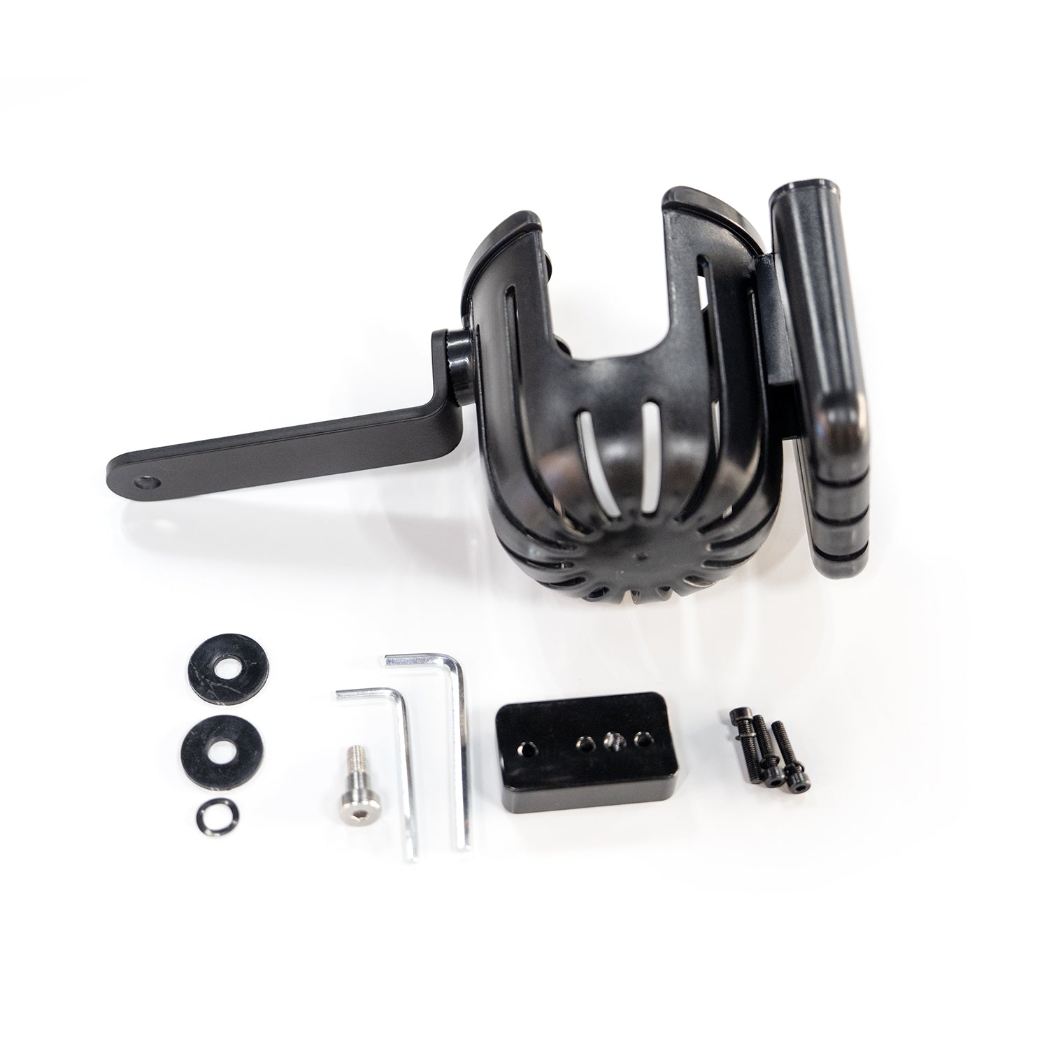 Adjustable wheelchair cup holder for bottles