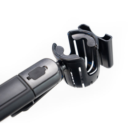 Adjustable cup and bottle holder for wheelchair